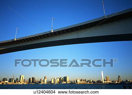 Picture - Rainbow bridge, Daiba, Tokyo, Japan. Fotosearch
