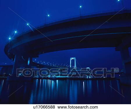 Rainbow bridge, Daiba, Tokyo, Japan View Large Photo Image Stock Photo - Rainbow bridge, Daiba, Tokyo, Japan. Fotosearch