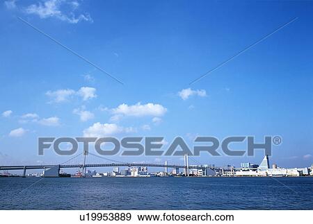 Rainbow bridge, Daiba, Tokyo, Japan View Large Photo Image Stock Photo - Rainbow bridge, Daiba, Tokyo, Japan. Fotosearch