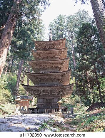Stock Image - Five Story Pagoda. Fotosearch