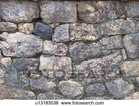 Stock Photo - Stone wall, Japan. Fotosearch