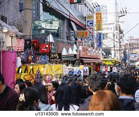 Crowded street in Seoul, Korea View Large Photo Image Stock Photography - Crowded street in Seoul, Korea. Fotosearch