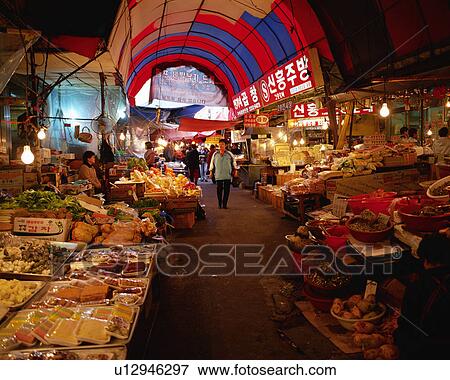 Stock Photo - Market in Jeju, Korea. Fotosearch