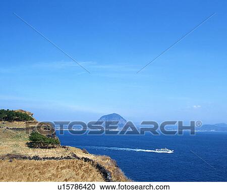 Stock Image - Mt. Sanbangsan, Jeju, Korea. Fotosearch
