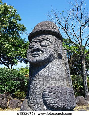 Stock Photo - Stone statue in Jeju, Korea. Fotosearch