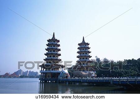 Picture - Dragon and Tiger Pagoda, Taiwan. Fotosearch