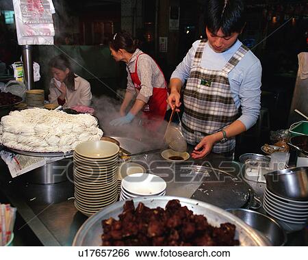 Stock Photograph - Food stand in Taipei, Taiwan. Fotosearch
