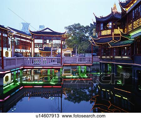 Illuminated building in Shanghai, China View Large Photo Image Stock Image - Illuminated building in Shanghai, China. Fotosearch