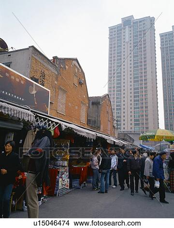Picture - People shopping, Shanghai, China. Fotosearch