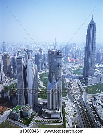 Stock Image - Skyscrapers in Shanghai, China. Fotosearch