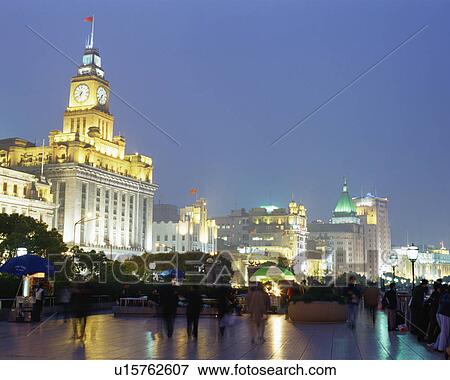 Stock Photo - Waitan at night, Shanghai, China. Fotosearch