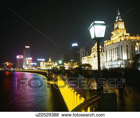Waitan at night, Shanghai, China View Large Photo Image Stock Photo - Waitan at night, Shanghai, China. Fotosearch