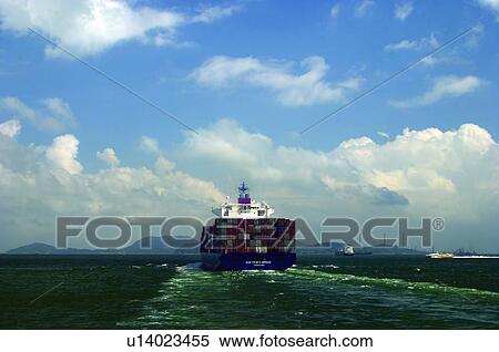 Container Ship is leaving Victoria Harbour View Large Photo Image Stock Photography - Container Ship is leaving Victoria Harbour. Fotosearch