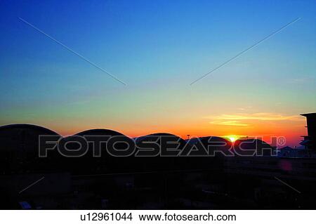 Hong Kong International Airport, sunset View Large Photo Image Picture - Hong Kong International Airport, sunset. Fotosearch