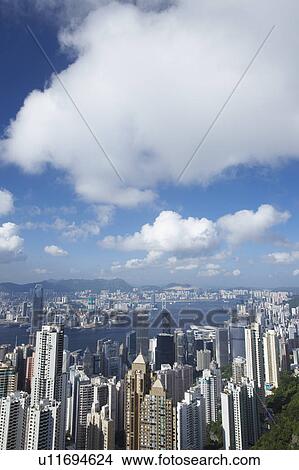 Hong Kong seen from Victoria Peak, with the Central District in the foreground. View Large Photo Image Picture - Hong Kong seen from Victoria Peak, with the Central District in the foreground.. Fotosearch