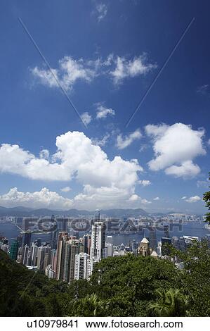 Stock Image - Hong Kong seen from Victoria Peak, with the Central District in the foreground.. Fotosearch