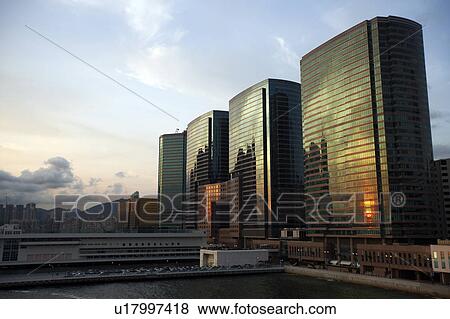 Stock Photo - Skyline of West Kowloon, Office building, Hong Kong. Fotosearch