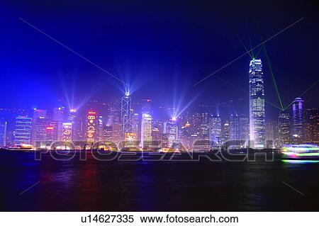 Stock Photography - Symphony of Light, Hong Kong Victoria Harbour and city skyline. Fotosearch