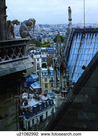 Stock Image - Paris as Seen from Notre Dame. Fotosearch