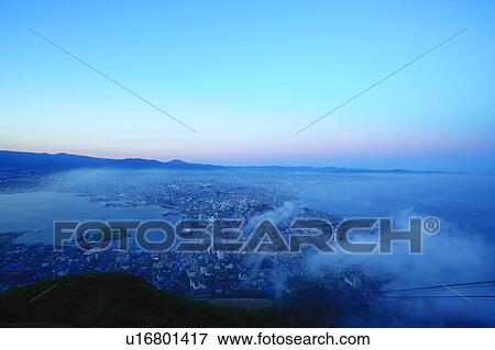 Stock Photo - Hakodate at dusk, Hokkaido, Japan. Fotosearch