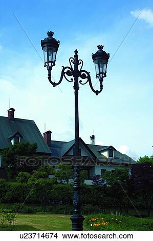 Picture - Street lamp by International Weaving Art Museum, Asahikawa, Hokkaido, Japan. Fotosearch
