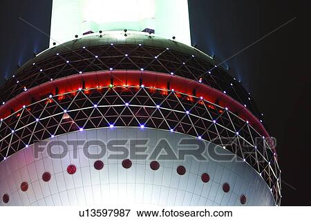 Stock Photo - Base of Oriental Pearl TV Tower, Close up. Fotosearch