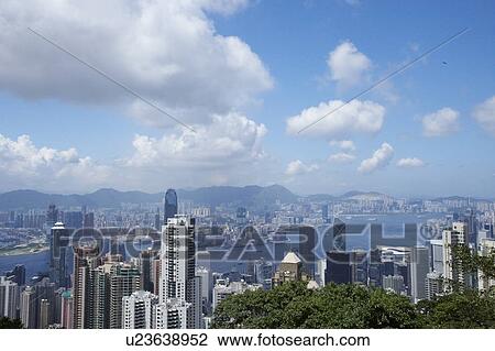 Stock Image - Hong Kong seen from Victoria Peak, with the Central District in the foreground.. Fotosearch
