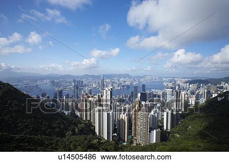 Hong Kong seen from Victoria Peak, with the Central District in the foreground. View Large Photo Image Stock Photograph - Hong Kong seen from Victoria Peak, with the Central District in the foreground.. Fotosearch
