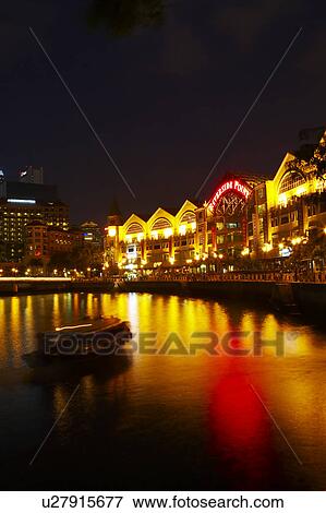 Stock Photo - Riverside Point at Night. Fotosearch