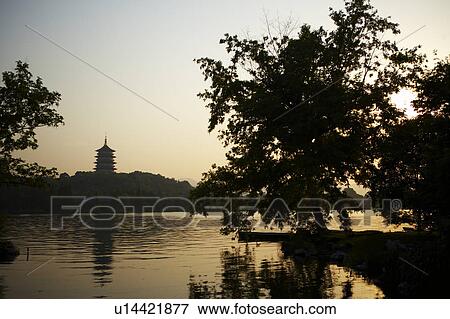 Stock Photo - The Six Harmonies Pagoda, West Lake in Hangzhou, Zhejiang Province, People Republic of China. Fotosearch