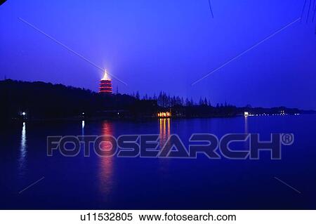 Stock Photography - The Six Harmonies Pagoda, West Lake in Hangzhou, Zhejiang Province, People Republic of China. Fotosearch