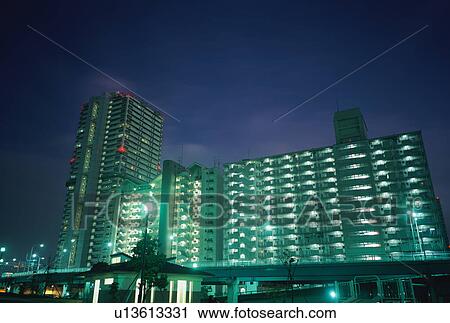 Illuminated apartment in Japan View Large Photo Image Stock Image - Illuminated apartment in Japan. Fotosearch
