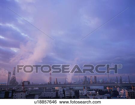 Stock Photograph - Industrial area in Kanagawa, Japan. Fotosearch