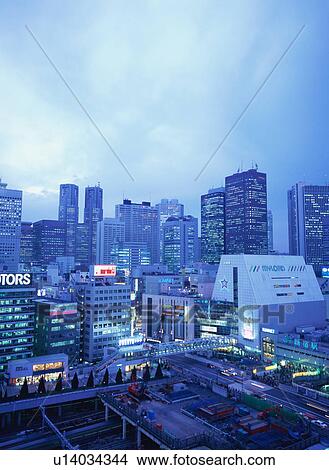 Picture - Shinjuku Station at night. Fotosearch