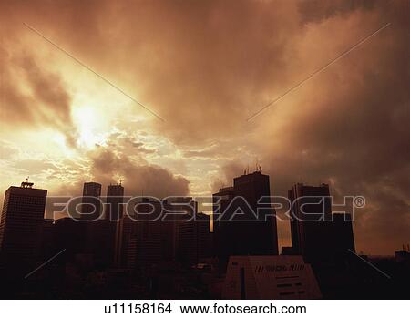 Picture - Skyline of Shinjuku at sunset. Fotosearch
