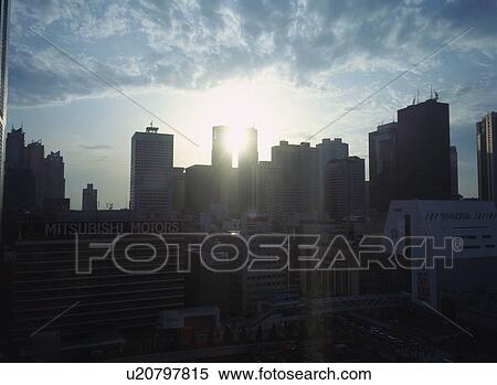 Skyline of Shinjuku at sunset View Large Photo Image Stock Photography - Skyline of Shinjuku at sunset. Fotosearch
