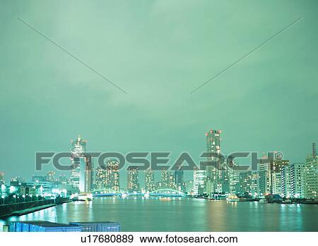 Stock Photo - Skyline of Tokyo at night. Fotosearch