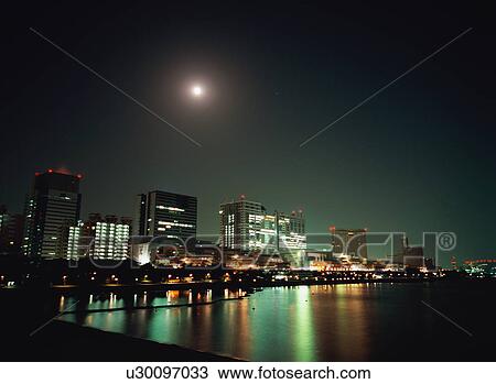 Tokyo waterfront at night View Large Photo Image Stock Image - Tokyo waterfront at night. Fotosearch