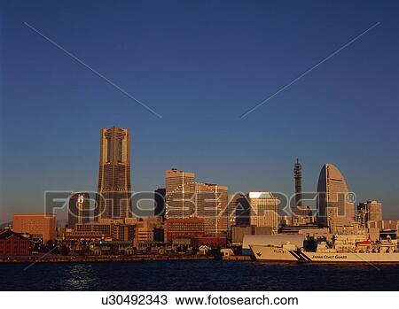 Yokohama waterfront at dusk View Large Photo Image Stock Image - Yokohama waterfront at dusk. Fotosearch