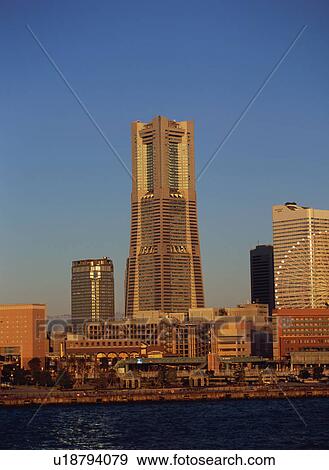 Stock Photo - Yokohama waterfront at dusk. Fotosearch