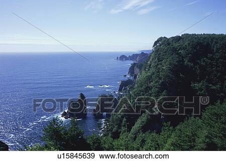 Kitayamazaki cliffs in Iwate Prefecture, Japan View Large Photo Image Stock Photo - Kitayamazaki cliffs in Iwate Prefecture, Japan. Fotosearch