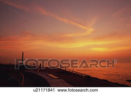 Stock Image - Sunset at Cape Oma, Aomori Prefecture, Japan. Fotosearch