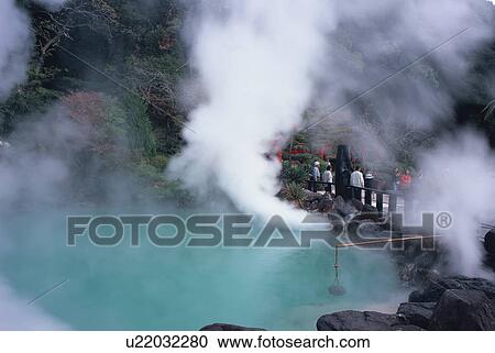 Stock Image - Umi Jigoku, Beppu, Oita Prefecture, Japan, Onsen, Hot Springs. Fotosearch