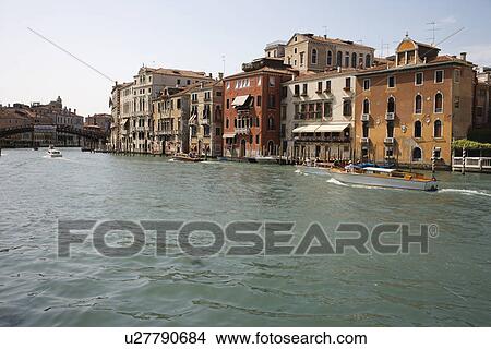 Buildings and boats on Grand Canal in Venice, Italy. View Large Photo Image Picture - Buildings and boats on Grand Canal in Venice, Italy.. Fotosearch