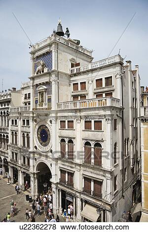 Clocktower in Piazza San Marco in Venice, Italy. View Large Photo Image Stock Photo - Clocktower in Piazza San Marco in Venice, Italy.. Fotosearch