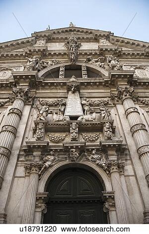 Stock Image - Facade of San Moise Church in Venice, Italy.. Fotosearch