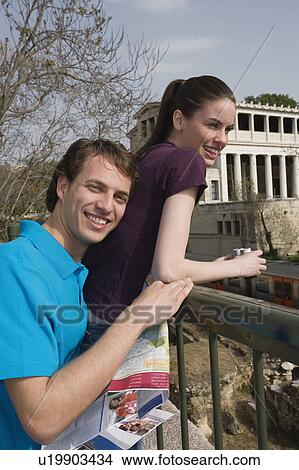 Picture - Couple at archaeological site. Fotosearch