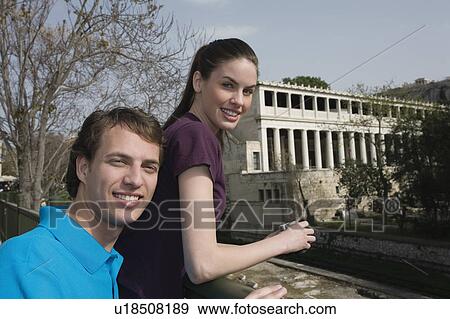 Stock Photo - Couple at archaeological site. Fotosearch