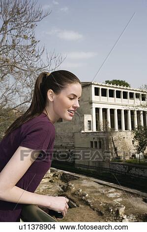 Woman at archaeological site View Large Photo Image Picture - Woman at archaeological site. Fotosearch