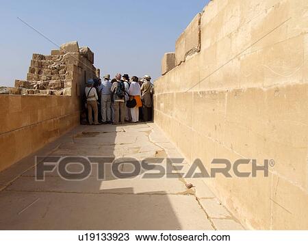 Stock Image - Egypt, Saqqara, Causeway, Leading, Pyramid. Fotosearch